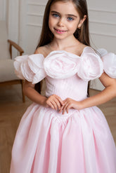 Girls’ Organza Dress with Handmade Bloom Details