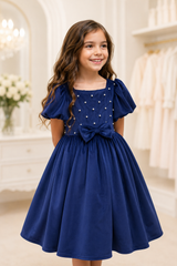 Embroidered Pearl Cotton Velour Dress – Soft, Comfortable Lining in Elegant Colors