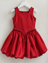 Luxury Satin Pearl Dress for Girls – Handmade Bubble Dress for Special Occasions
