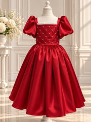 Luxurious Satin Dress with Handmade Embroidery – Soft Silky Lining in Multiple Colors