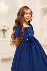 Embroidered Pearl Cotton Velour Dress – Soft, Comfortable Lining in Elegant Colors