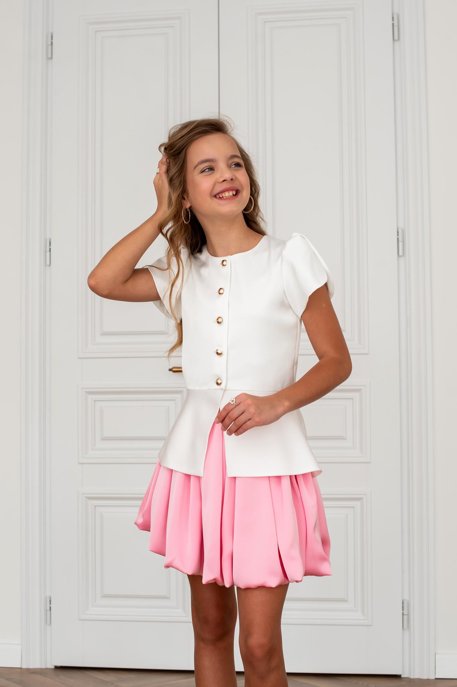 Burgundy Girls Peplum & Balloon Skirt Set, Elegant Two Piece Outfit, Formal Kids Outfit, Birthday Dress Set, Holiday Clothing