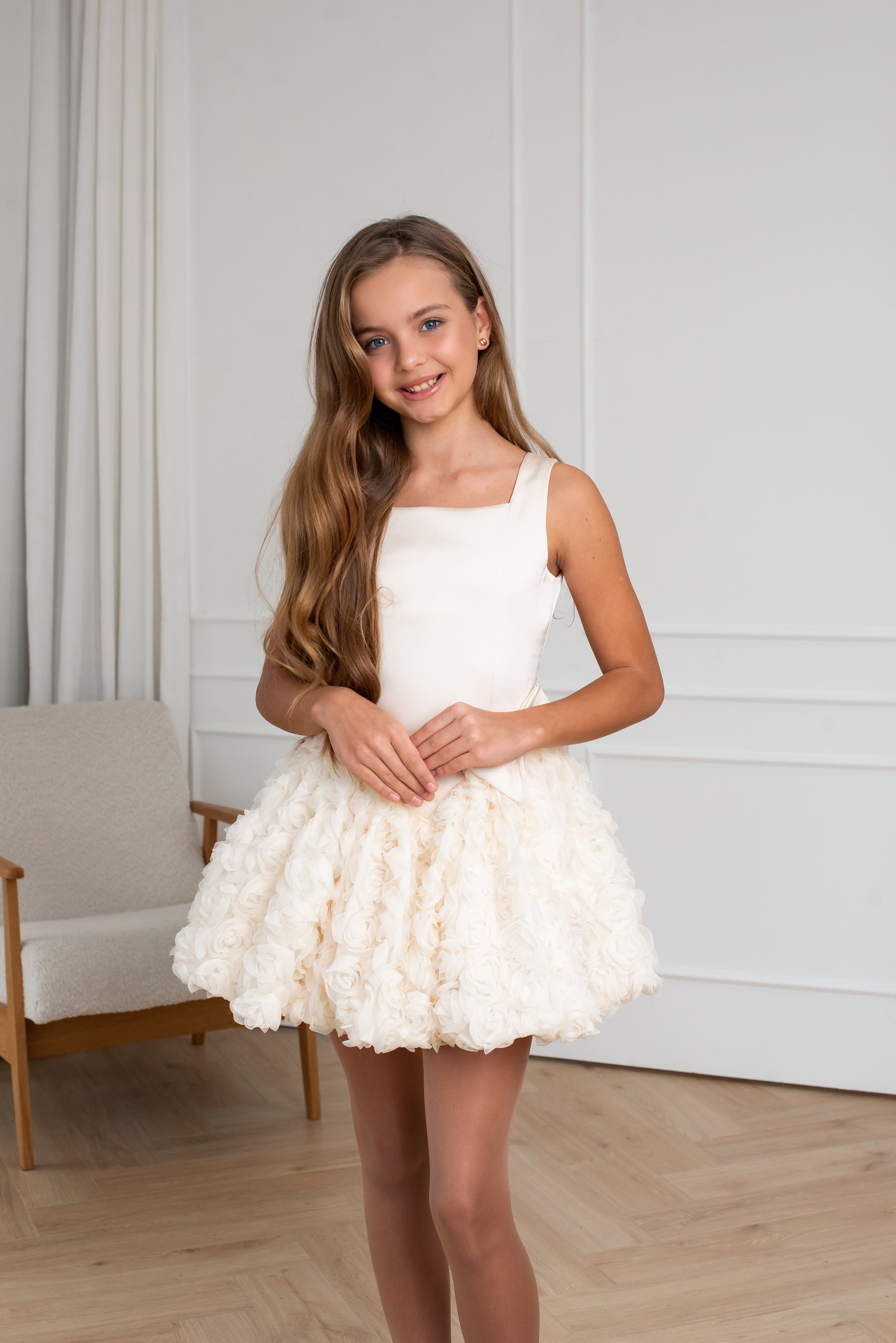 Girls’  Dress with 3D Roses