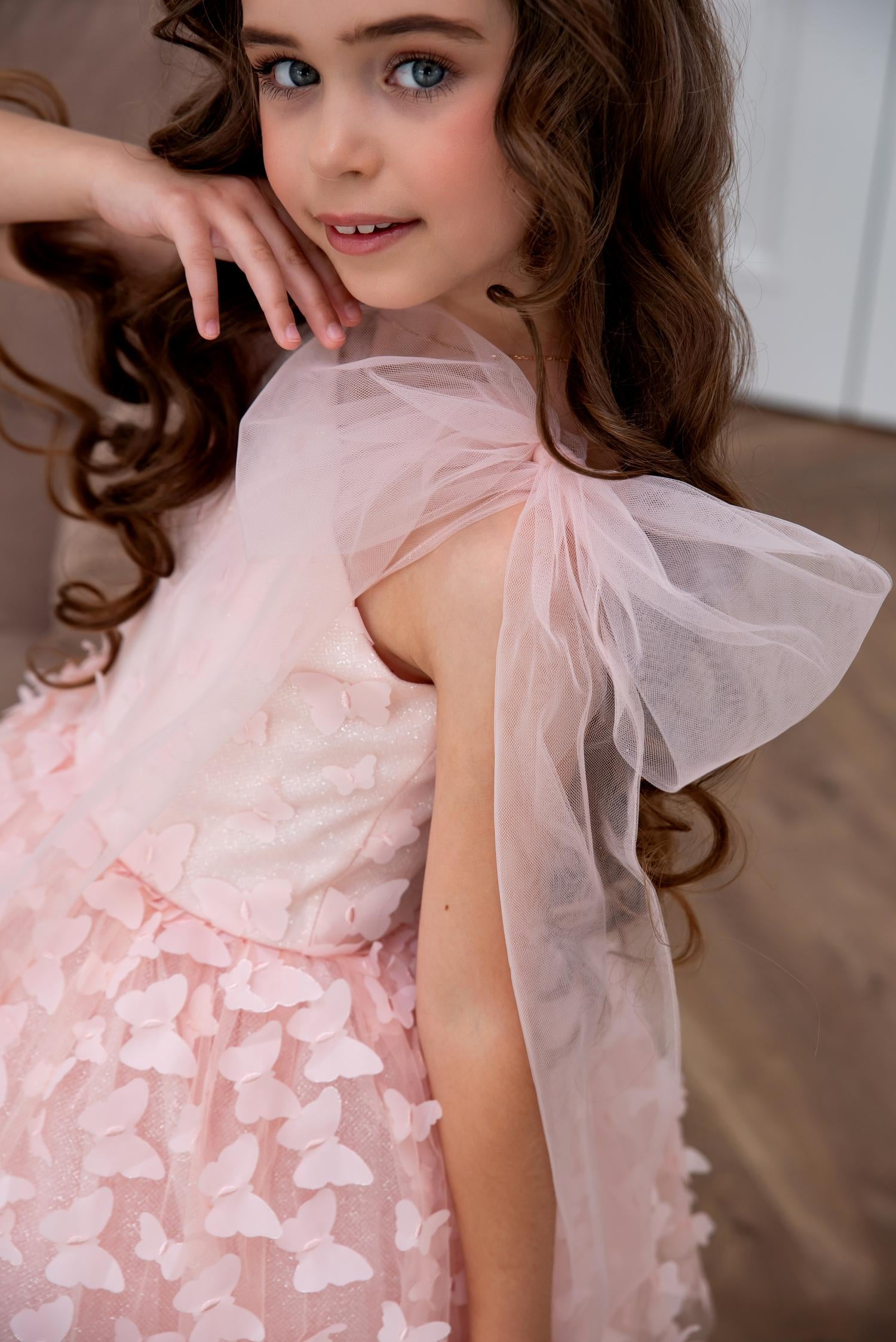 Luxury Pink Butterfly Dress for Girls – Tulle Birthday, Wedding & Flower Girl Dress