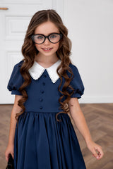Classic Satin Girls Dress with Peter Pan Collar