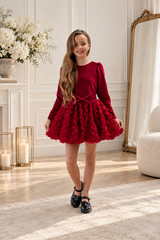 Luxury Velvet & 3D Rose Dress for Girls – Handmade Special Occasion Dress