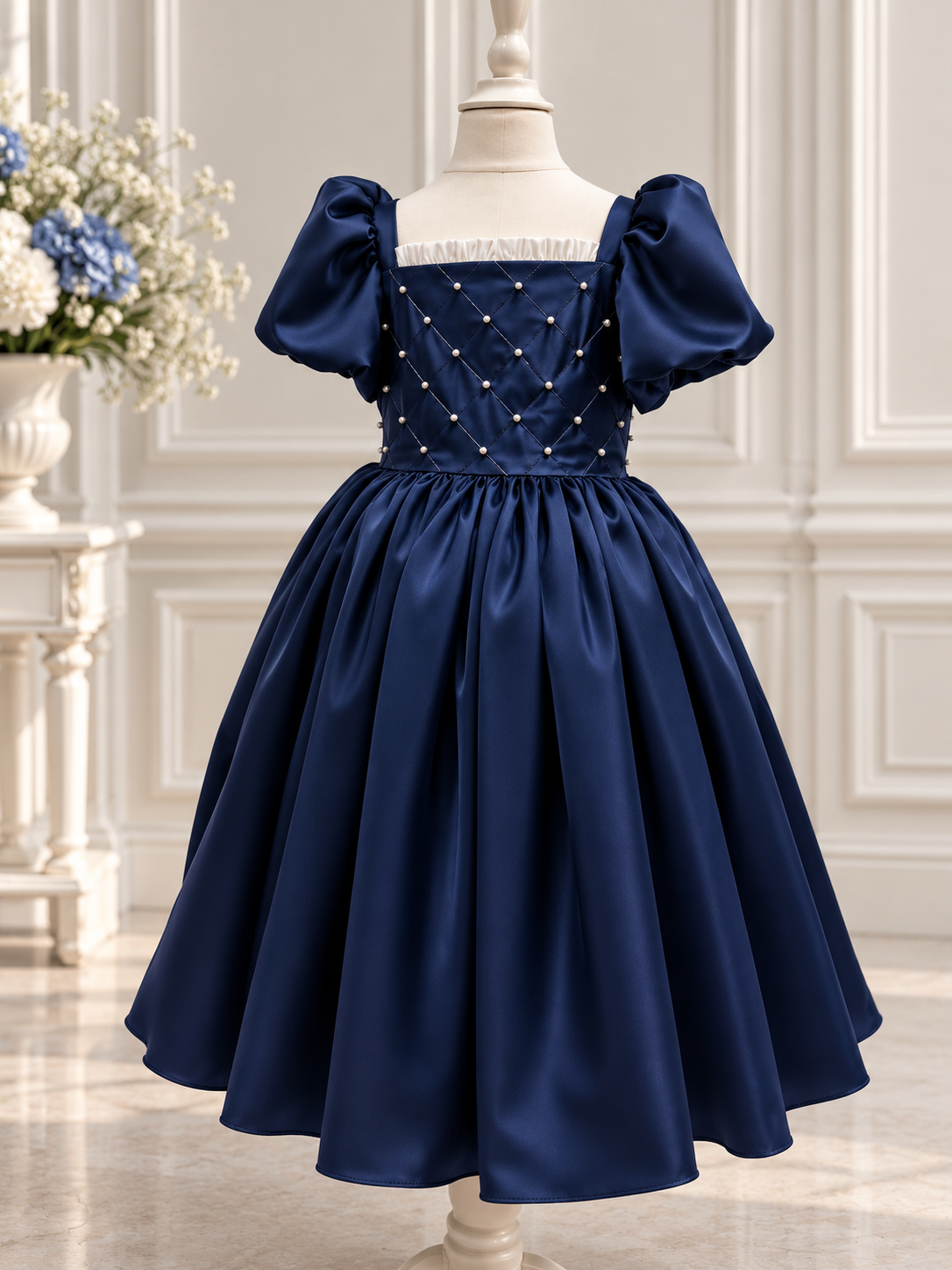 Luxurious Satin Dress with Handmade Embroidery – Soft Silky Lining in Multiple Colors