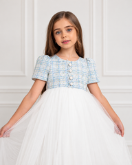 Tweed Festive Dress With Mesh