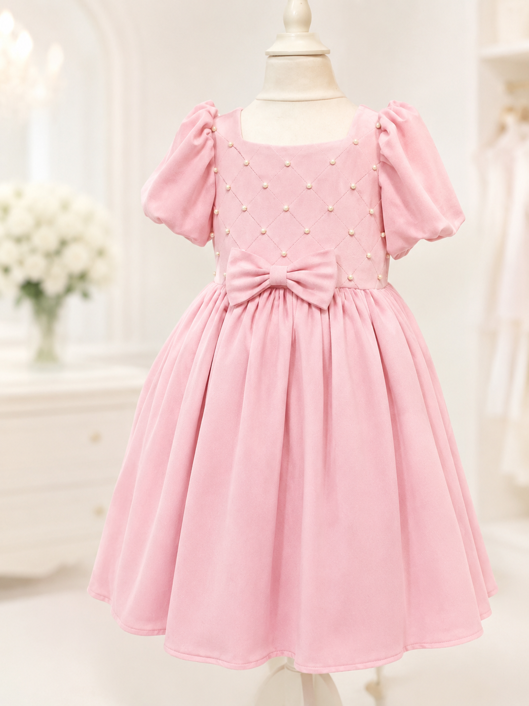 Embroidered Pearl Cotton Velour Dress – Soft, Comfortable Lining in Elegant Colors