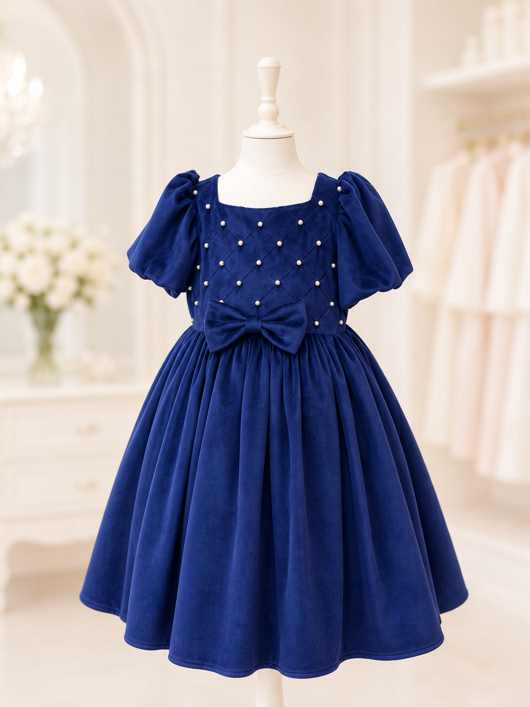 Embroidered Pearl Cotton Velour Dress – Soft, Comfortable Lining in Elegant Colors