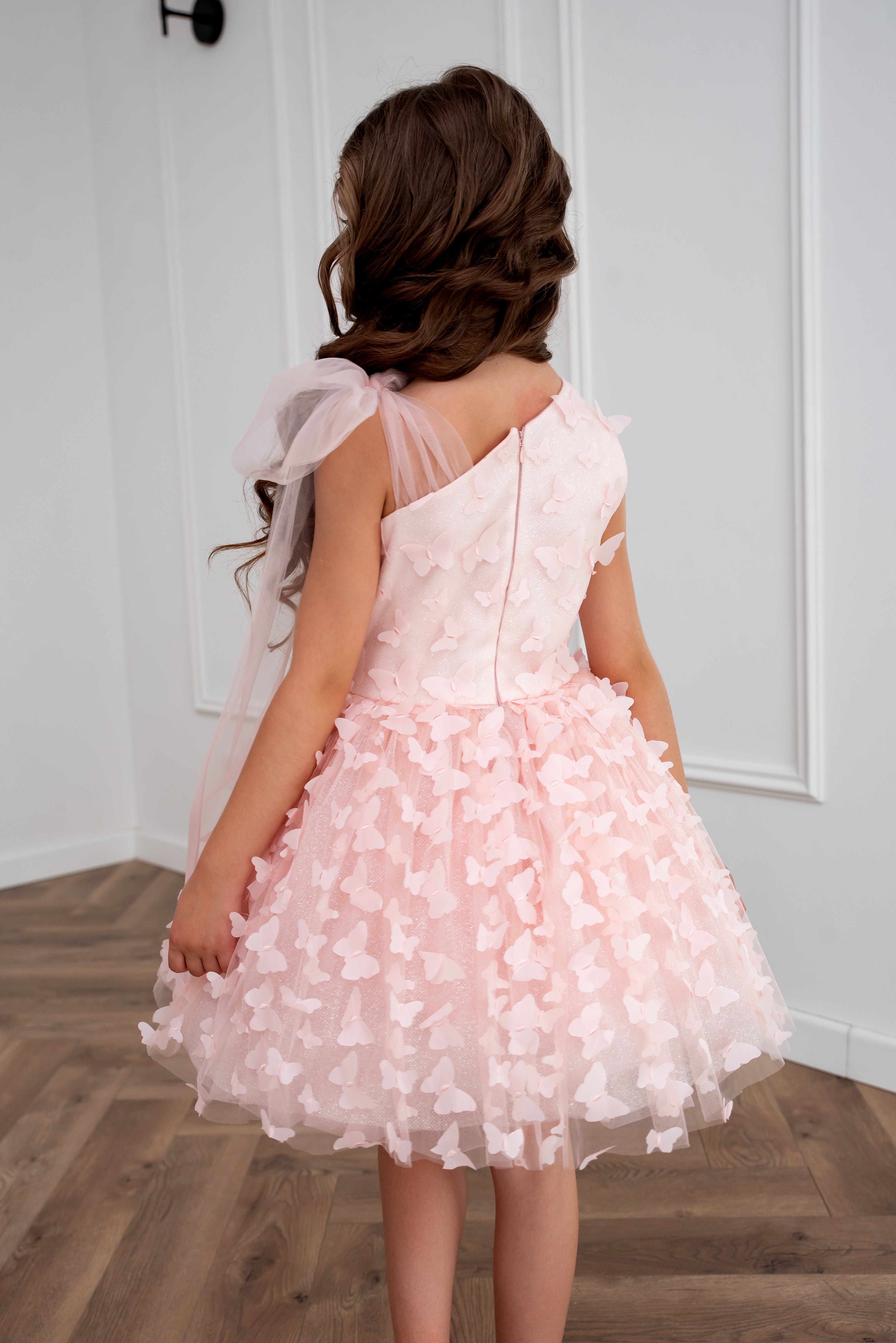 Luxury Pink Butterfly Dress for Girls – Tulle Birthday, Wedding & Flower Girl Dress