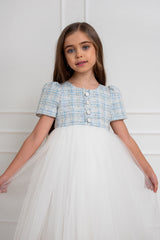 Tweed Festive Dress With Mesh