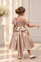Luxurious Satin Dress with Handmade Embroidery – Soft Silky Lining in Multiple Colors