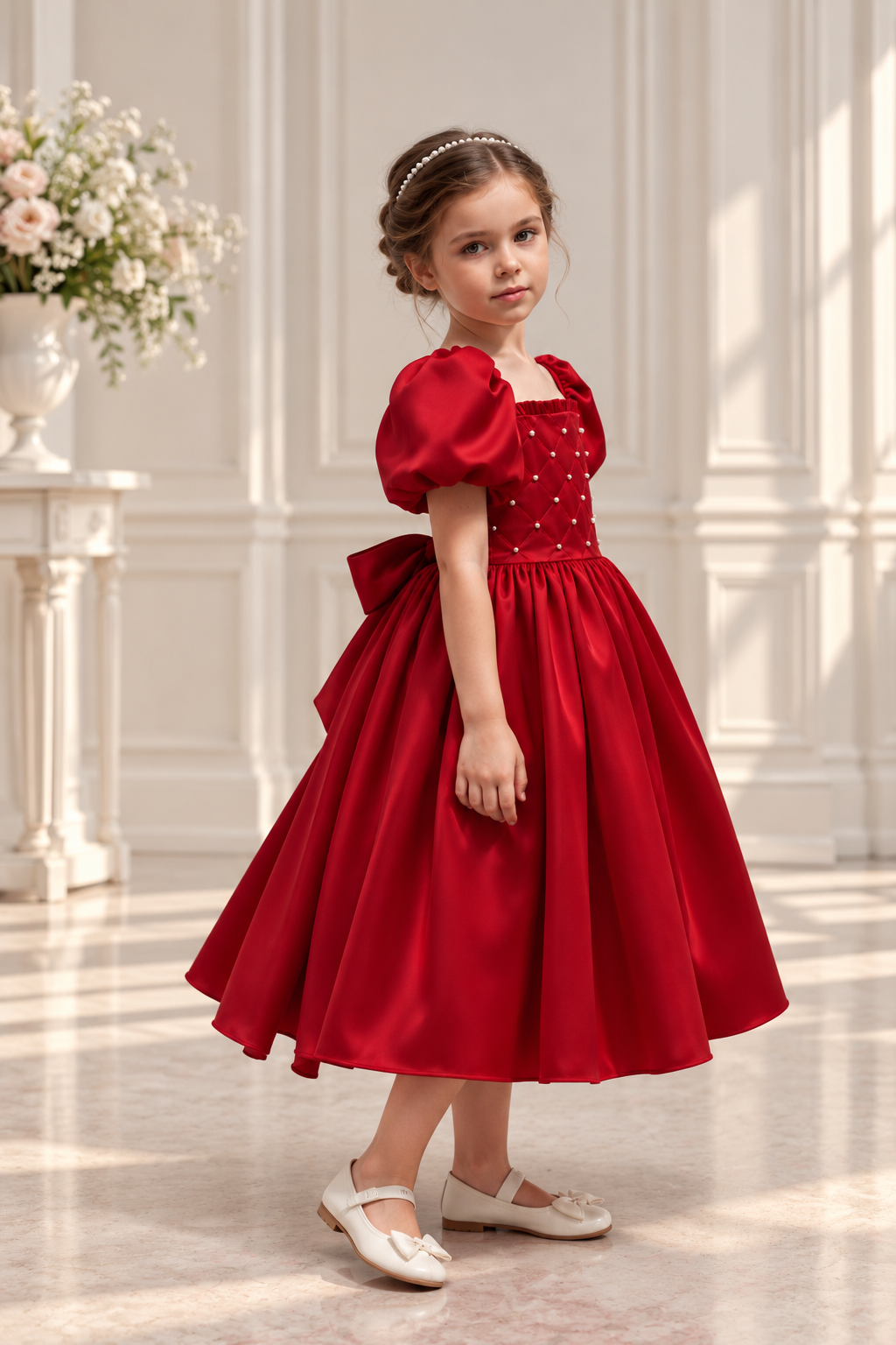 Luxurious Satin Dress with Handmade Embroidery – Soft Silky Lining in Multiple Colors