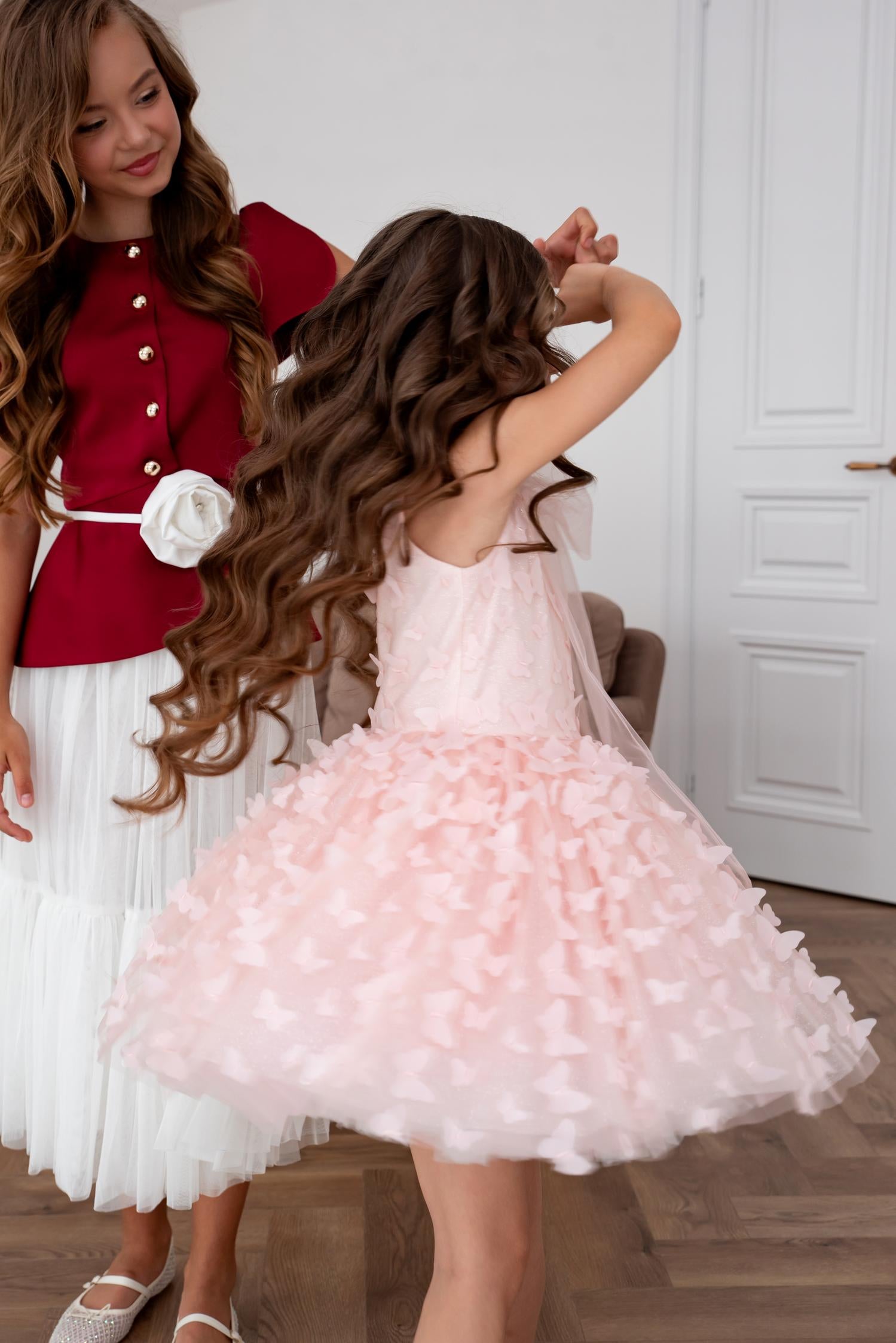 Luxury Pink Butterfly Dress for Girls – Tulle Birthday, Wedding & Flower Girl Dress