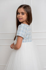 Tweed Festive Dress With Mesh