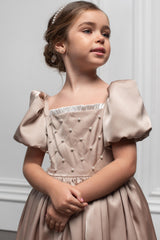 Luxurious Satin Dress with Handmade Embroidery – Soft Silky Lining in Multiple Colors