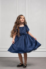 Embroidered Pearl Cotton Velour Dress – Soft, Comfortable Lining in Elegant Colors
